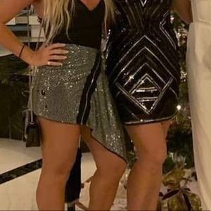 Rhinestone high waist mini skirt